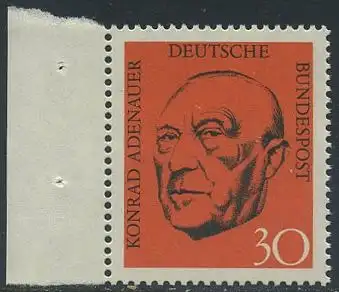 BUND 1968 Michel-Nummer 0567 postfrisch EINZELMARKE RAND links