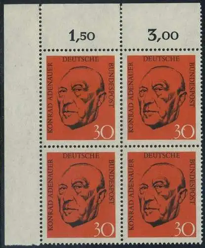 BUND 1968 Michel-Nummer 0567 postfrisch BLOCK ECKRAND oben links