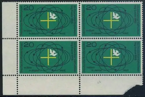 BUND 1968 Michel-Nummer 0568 postfrisch BLOCK ECKRAND unten links