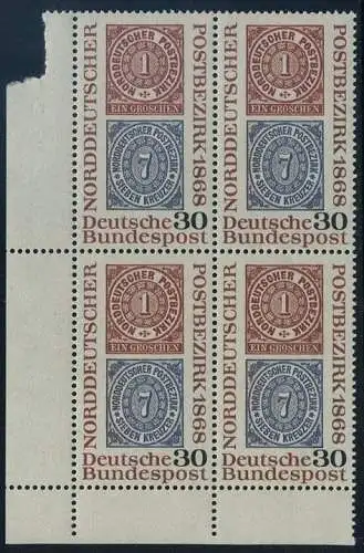 BUND 1968 Michel-Nummer 0569 postfrisch BLOCK ECKRAND unten links