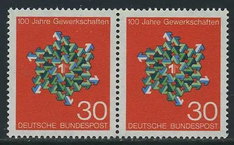 BUND 1968 Michel-Nummer 0570 postfrisch horiz.PAAR