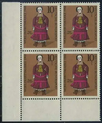 BUND 1968 Michel-Nummer 0571 postfrisch BLOCK ECKRAND unten links