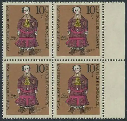 BUND 1968 Michel-Nummer 0571 postfrisch BLOCK RÄNDER rechts
