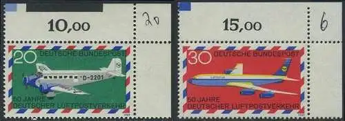 BUND 1969 Michel-Nummer 0576-0577 postfrisch SATZ(2) EINZELMARKEN ECKRÄNDER oben rechts