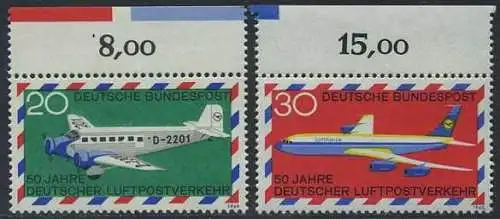 BUND 1969 Michel-Nummer 0576-0577 postfrisch SATZ(2) EINZELMARKEN RÄNDER oben (a)