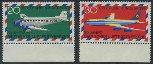 BUND 1969 Michel-Nummer 0576-0577 postfrisch SATZ(2) EINZELMARKEN RÄNDER unten