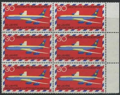 BUND 1969 Michel-Nummer 0577 postfrisch vert.BLOCK(6) RÄNDER rechts