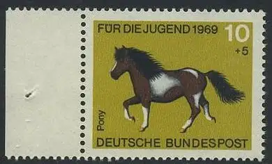 BUND 1969 Michel-Nummer 0578 postfrisch EINZELMARKE RAND links