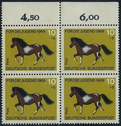 BUND 1969 Michel-Nummer 0578 postfrisch BLOCK RÄNDER oben