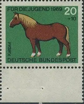 BUND 1969 Michel-Nummer 0579 postfrisch EINZELMARKE RAND unten