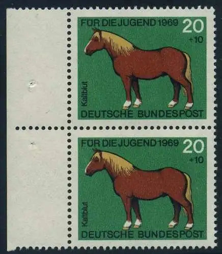 BUND 1969 Michel-Nummer 0579 postfrisch vert.PAAR RAND links