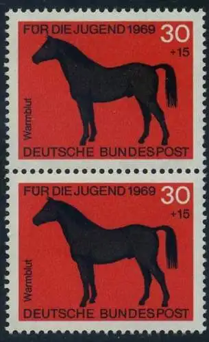 BUND 1969 Michel-Nummer 0580 postfrisch vert.PAAR