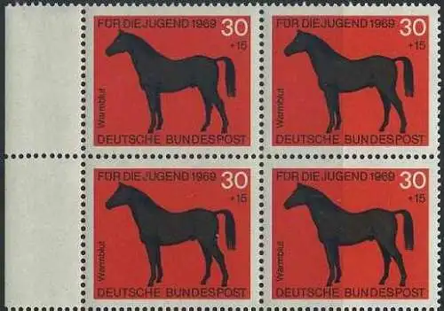 BUND 1969 Michel-Nummer 0580 postfrisch BLOCK RÄNDER links (a1)