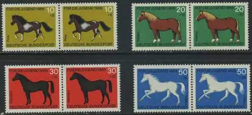 BUND 1969 Michel-Nummer 0578-0581 postfrisch SATZ(4) horiz.PAARE