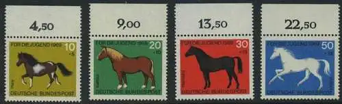 BUND 1969 Michel-Nummer 0578-0581 postfrisch SATZ(4) EINZELMARKEN RÄNDER oben (a)