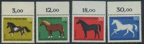 BUND 1969 Michel-Nummer 0578-0581 postfrisch SATZ(4) EINZELMARKEN RÄNDER oben (c)