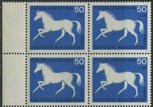 BUND 1969 Michel-Nummer 0581 postfrisch BLOCK RÄNDER links (a1)