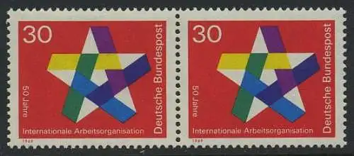 BUND 1969 Michel-Nummer 0582 postfrisch horiz.PAAR