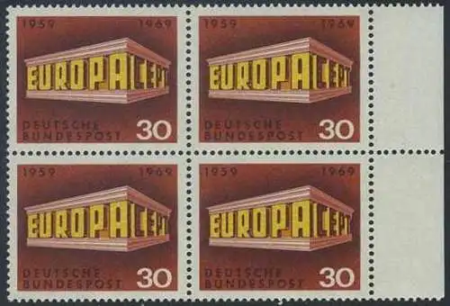 BUND 1969 Michel-Nummer 0584 postfrisch BLOCK RÄNDER rechts