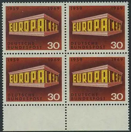 BUND 1969 Michel-Nummer 0584 postfrisch BLOCK RÄNDER unten