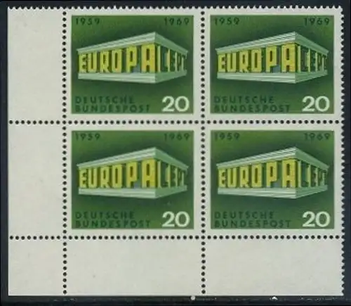BUND 1969 Michel-Nummer 0583 postfrisch BLOCK ECKRAND unten links