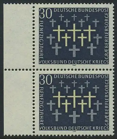 BUND 1969 Michel-Nummer 0586 postfrisch vert.PAAR RAND links