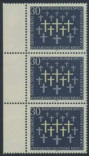 BUND 1969 Michel-Nummer 0586 postfrisch vert.STRIP(3) RAND links