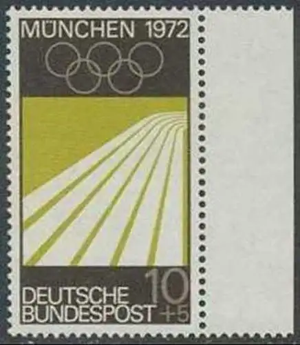 BUND 1969 Michel-Nummer 0587 postfrisch EINZELMARKE RAND rechts