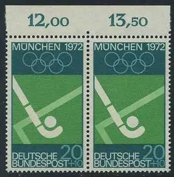 BUND 1969 Michel-Nummer 0588 postfrisch horiz.PAAR RAND oben