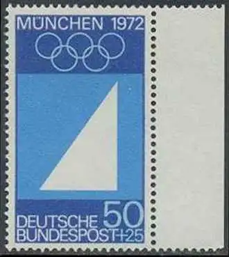 BUND 1969 Michel-Nummer 0590 postfrisch EINZELMARKE RAND rechts