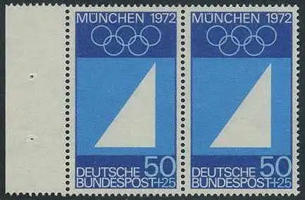BUND 1969 Michel-Nummer 0590 postfrisch horiz.PAAR RAND links