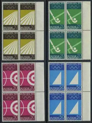 BUND 1969 Michel-Nummer 0587-0590 postfrisch SATZ(4) BLÖCKE RÄNDER rechts