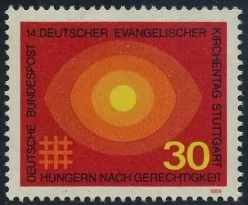 BUND 1969 Michel-Nummer 0595 postfrisch EINZELMARKE