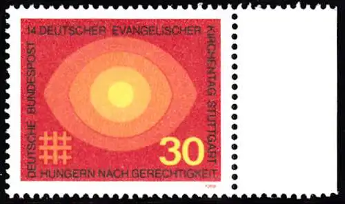 BUND 1969 Michel-Nummer 0595 postfrisch EINZELMARKE RAND rechts