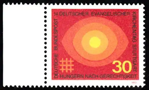 BUND 1969 Michel-Nummer 0595 postfrisch EINZELMARKE RAND links