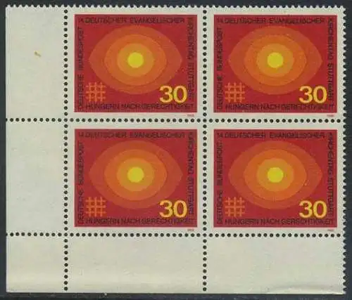 BUND 1969 Michel-Nummer 0595 postfrisch BLOCK ECKRAND unten links