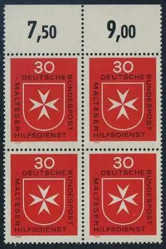 BUND 1969 Michel-Nummer 0600 postfrisch BLOCK RÄNDER oben