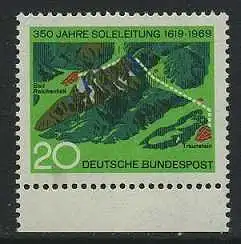 BUND 1969 Michel-Nummer 0602 postfrisch EINZELMARKE RAND unten