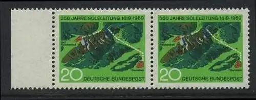 BUND 1969 Michel-Nummer 0602 postfrisch horiz.PAAR RAND links