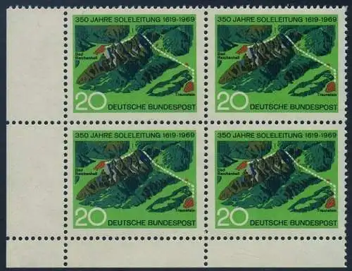BUND 1969 Michel-Nummer 0602 postfrisch BLOCK ECKRAND unten links
