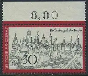 BUND 1969 Michel-Nummer 0603 postfrisch EINZELMARKE RAND oben