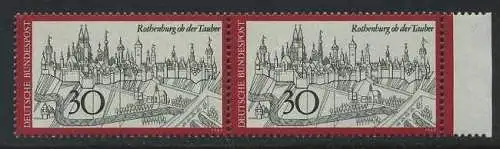 BUND 1969 Michel-Nummer 0603 postfrisch horiz.PAAR RAND rechts