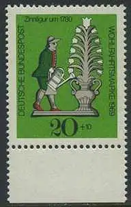 BUND 1969 Michel-Nummer 0605 postfrisch EINZELMARKE RAND unten