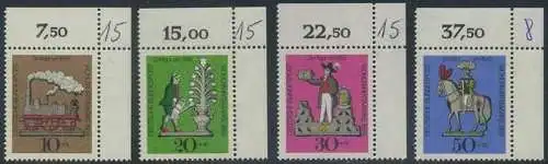 BUND 1969 Michel-Nummer 0604-0607 postfrisch SATZ(4) EINZELMARKEN ECKRÄNDER oben rechts