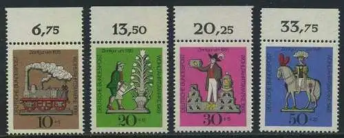 BUND 1969 Michel-Nummer 0604-0607 postfrisch SATZ(4) EINZELMARKEN RÄNDER oben