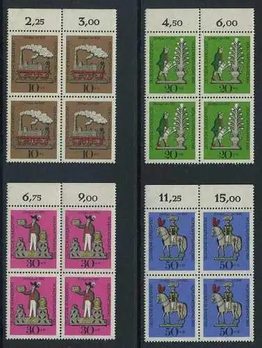 BUND 1969 Michel-Nummer 0604-0607 postfrisch SATZ(4) BLÖCKE RÄNDER oben (a)