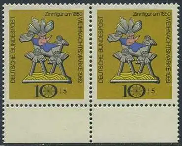 BUND 1969 Michel-Nummer 0610 postfrisch horiz.PAAR RAND unten