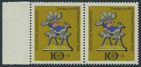 BUND 1969 Michel-Nummer 0610 postfrisch horiz.PAAR RAND links