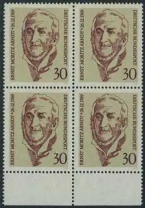 BUND 1969 Michel-Nummer 0611 postfrisch BLOCK RÄNDER unten