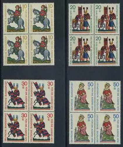 BUND 1970 Michel-Nummer 0612-0615 postfrisch SATZ(4) BLÖCKE